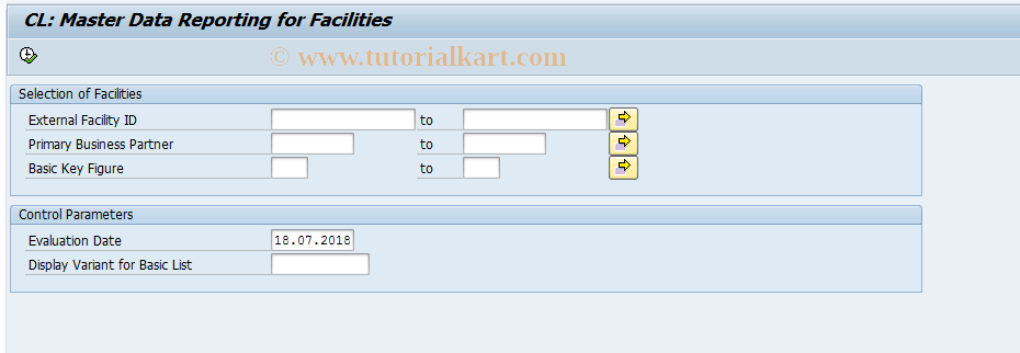 SAP TCode KLFZMD03 - Facilities: Master Data Reporting