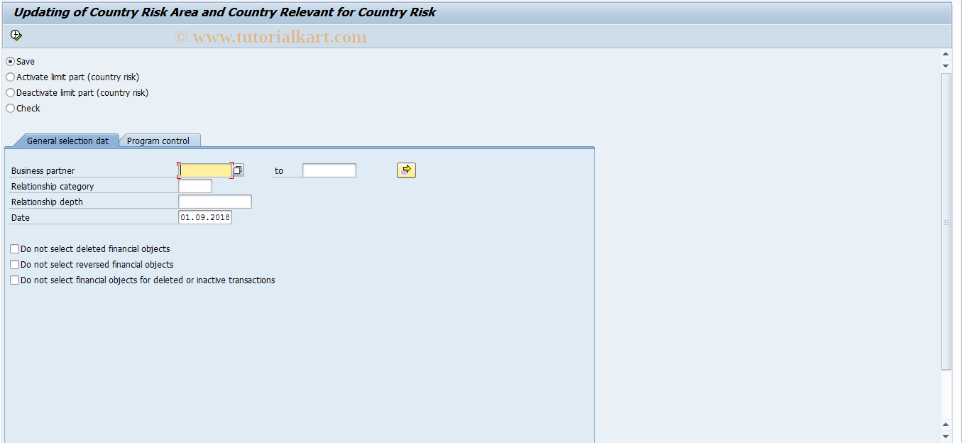 SAP TCode KLGPUPDLR - Mass Processing of Financial Objects