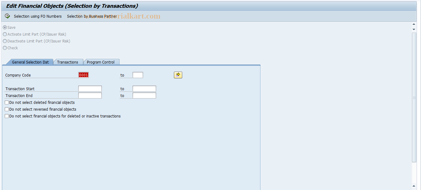 SAP TCode KLMASSUPD - Mass Processing of Financial Objects