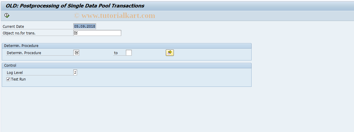 SAP TCode KLNACHT1 - Old: Postprocess Data Pool Transaction 