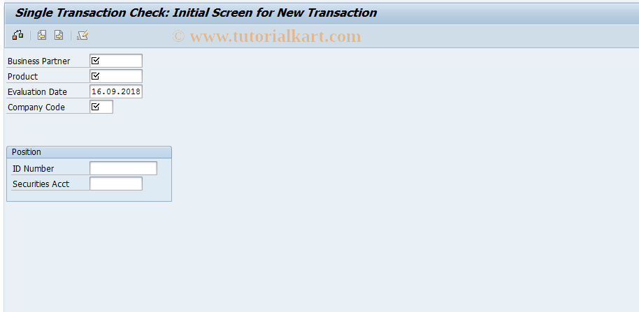 SAP TCode KLSDC1 - Single Transaction Check: New