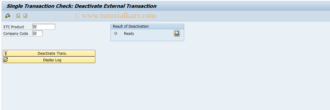 SAP TCode KLSDC3 - Single Transaction Check: Deactivate