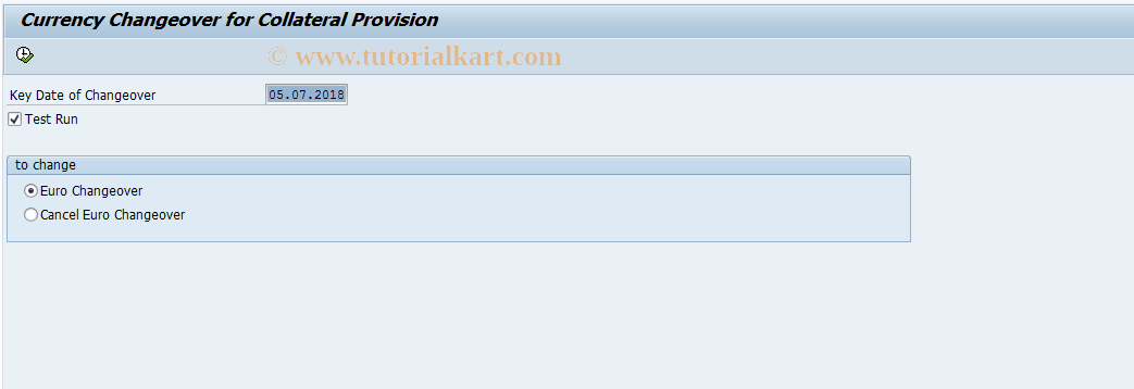 SAP TCode KLSICCTOEU - Currency Changeover for Collateral