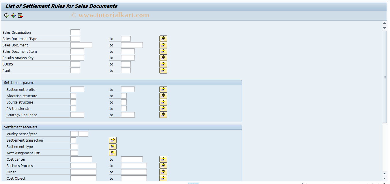 SAP TCode KOSRLIST_VB - Sales Document : Collective Display Sett. Rules