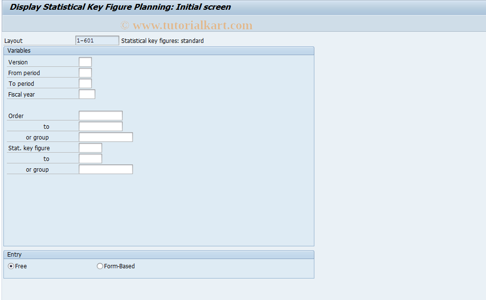 KPI7 SAP Tcode Display Statistical Key Figure Plan Data Transaction Code