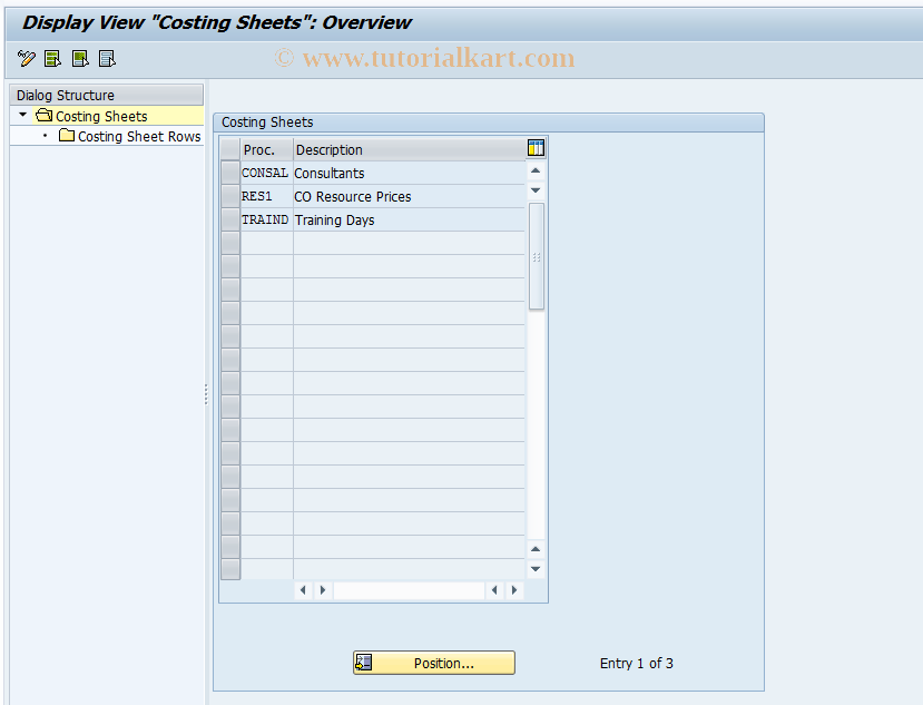 KPRD SAP Tcode Display Costing Sheet For CO Res Transaction Code