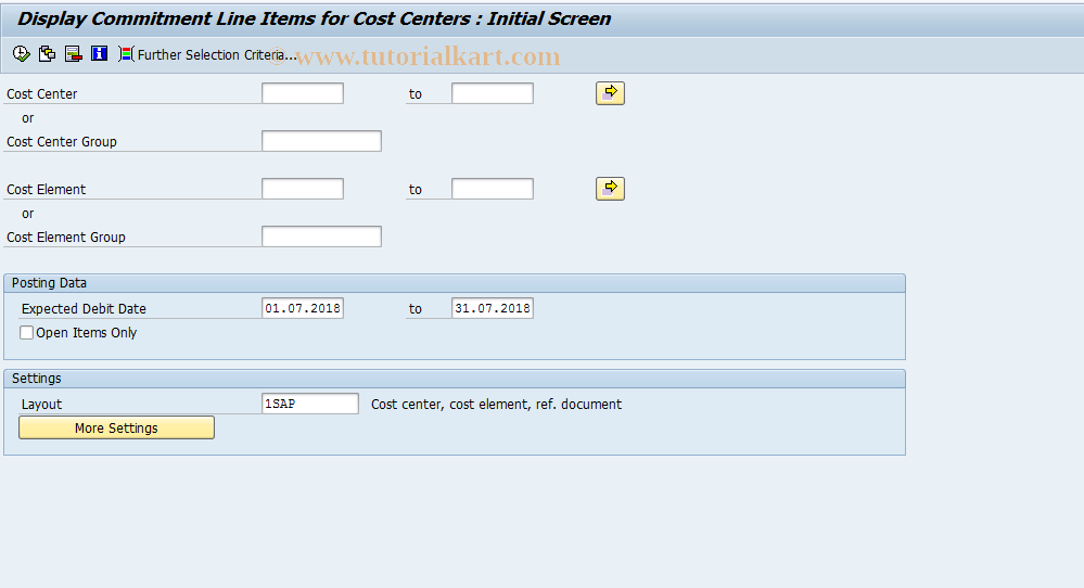 SAP TCode KSB2 - Cost Centers: Commitment Line Items