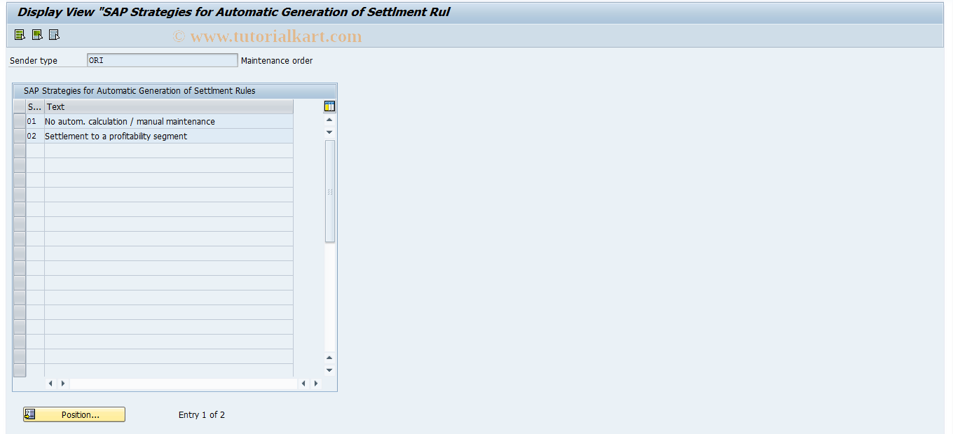 SAP TCode KSR1_ORI - Maintenance Order Strategies