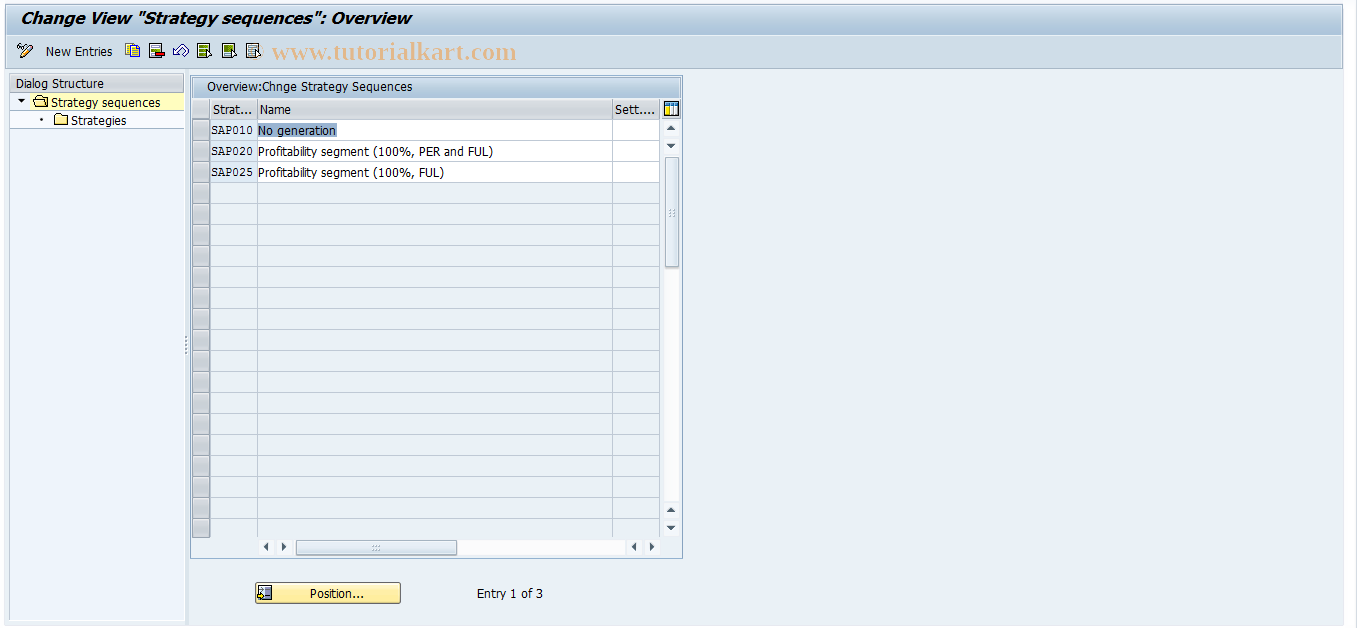 SAP TCode KSR2_ORI - Strategy Sequences for PM-Orders