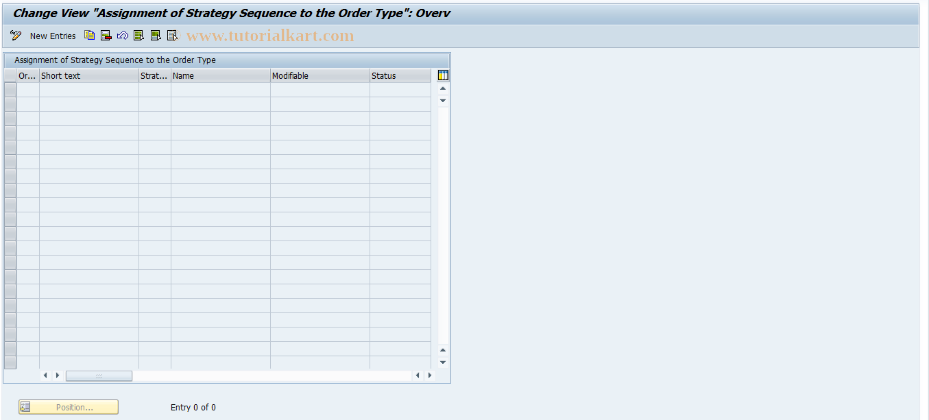 SAP TCode KSR3_ORI - Strategy Sequence - Ordtyp PM-Orders