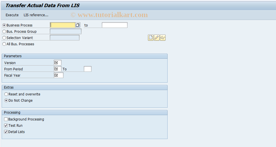 KVB5 SAP Tcode PROZ Copy Actual Statistical Key Figures Transaction Code