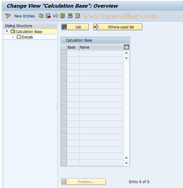 SAP TCode KZB4 - Calculation Base Cost Ctr/Activ.Type