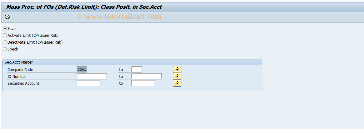 SAP TCode LMFO_POS_MUPD - FO-Int. Cl. Position Sec. Act - Mass Lim