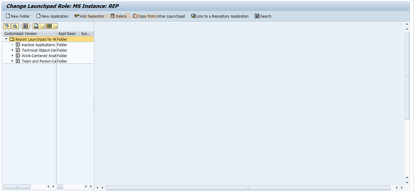 SAP TCode LPD_MS_REP_CUST - MS Report Launchpad Customizing