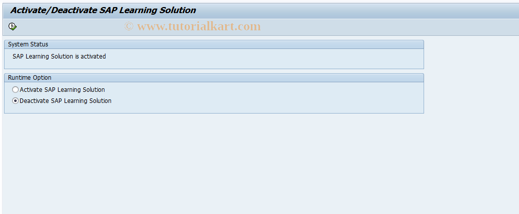 SAP TCode LSO_ACTIVATE - SAP Learning Solution On/Off