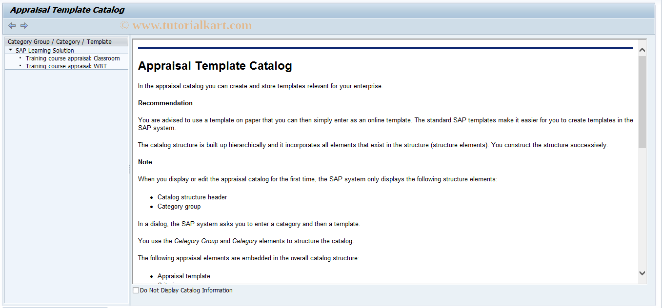 SAP TCode LSO_EVAL_CATALOG - Evaluation Catalog