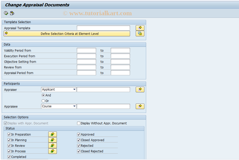 SAP TCode LSO_EVAL_CHANGE - Edit Appraisal Document