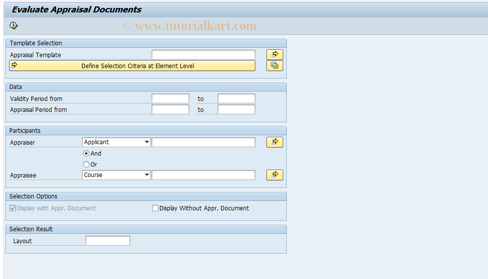 SAP TCode LSO_EVAL_SEARCH - Find Appraisal