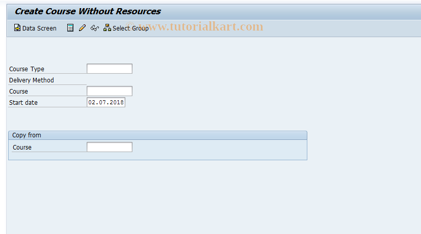 SAP TCode LSO_PV11 - Create Course Without Resources
