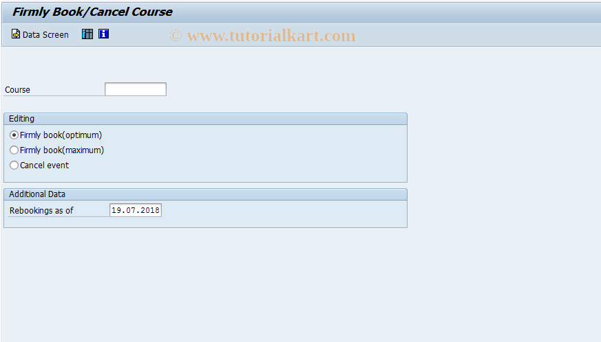 SAP TCode LSO_PV12 - Firmly Book/Cancel Course