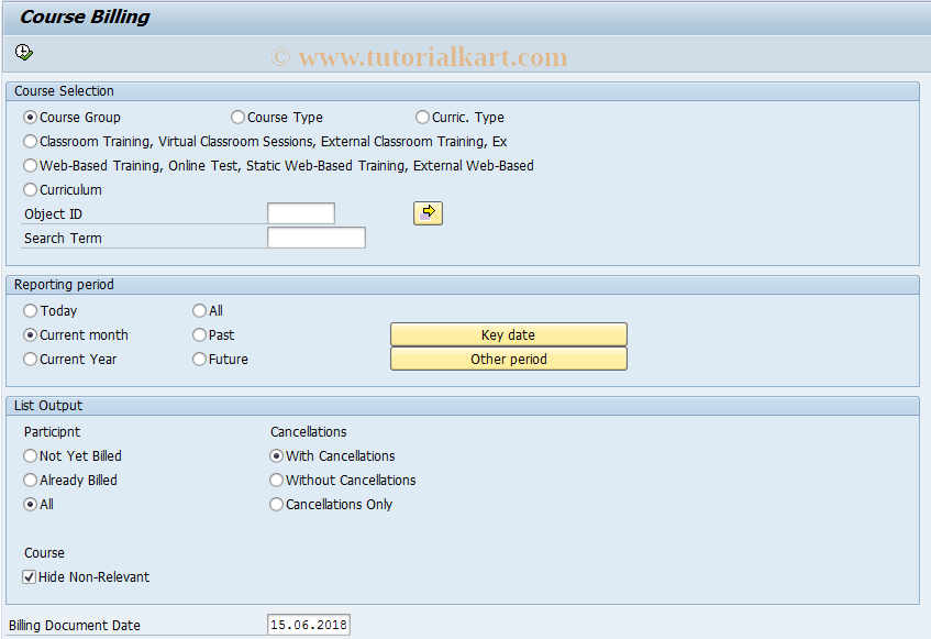 SAP TCode LSO_PV17 - Billing