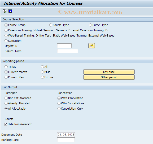 SAP TCode LSO_PV18 - Activity Allocation