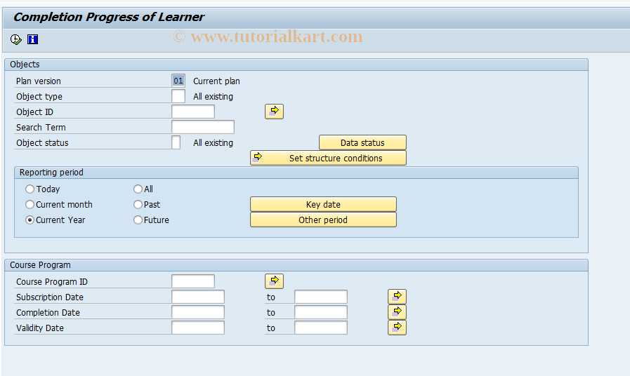 SAP TCode LSO_RHPPROGRS - Completion Progress of Learner