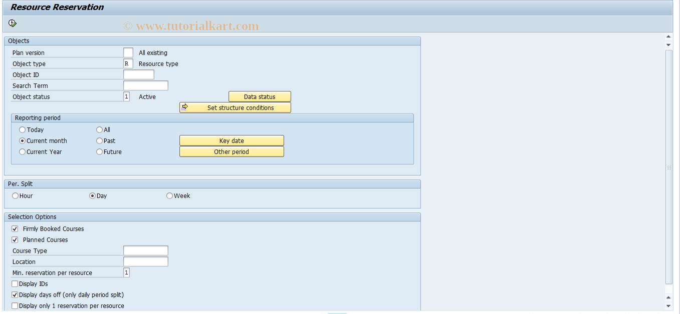 SAP TCode LSO_RHRBEL00 - Resource Reservation