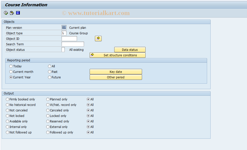 SAP TCode LSO_RHSEMI60 - Course Information