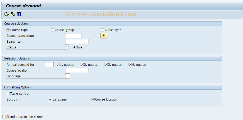 SAP TCode LSO_RHXKBED0 - Course Demand