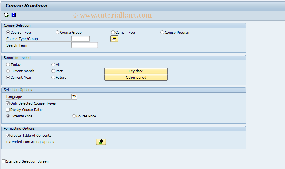 SAP TCode LSO_RHXKBRO0 - Course Brochure