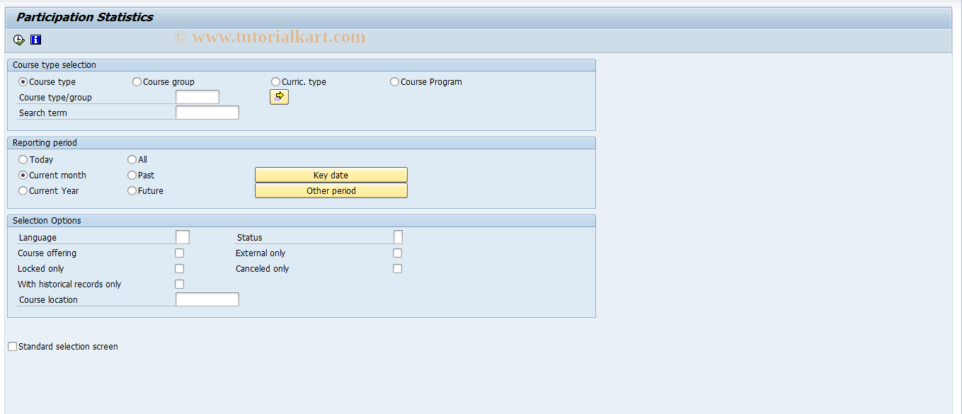 SAP TCode LSO_RHXKURS2 - Participation Statistics