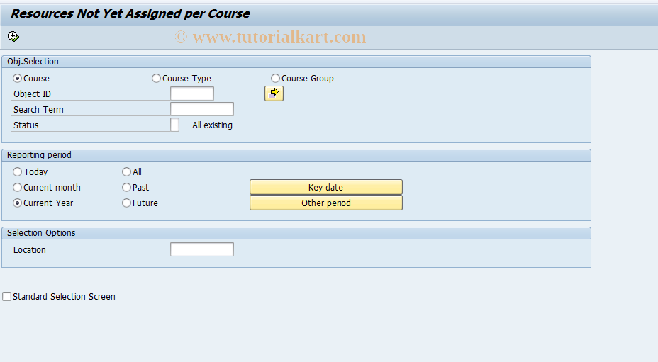 SAP TCode LSO_RHXORES1 - Resources Not Yet Assigned / Course