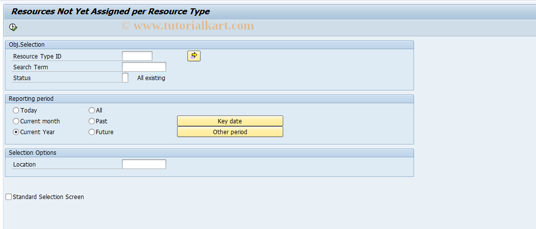 SAP TCode LSO_RHXORES2 - Resources Not Yet Assigned/Res. Type