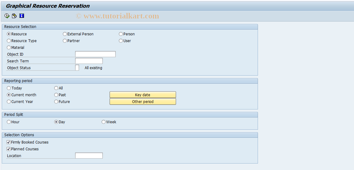 SAP TCode LSO_RHXRBEL1 - Graphical Resource Reservation