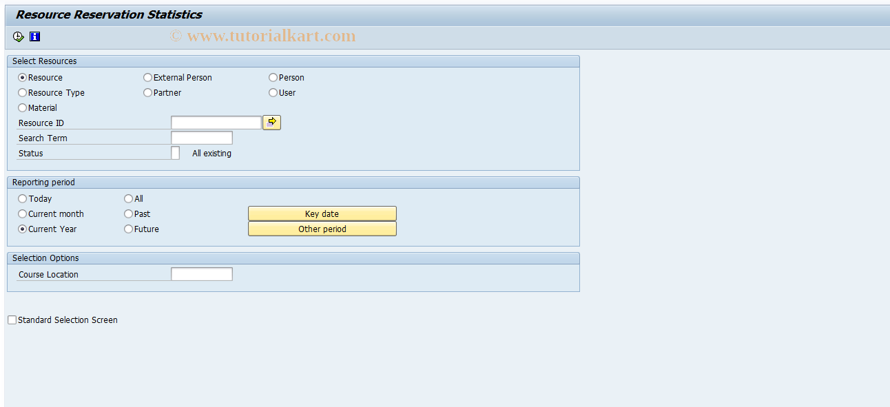 SAP TCode LSO_RHXRESO0 - Resource Reservation Statistics