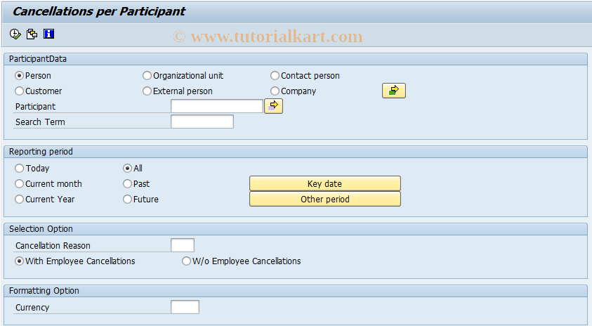 SAP TCode LSO_RHXSTOR1 - Cancellations per Participant