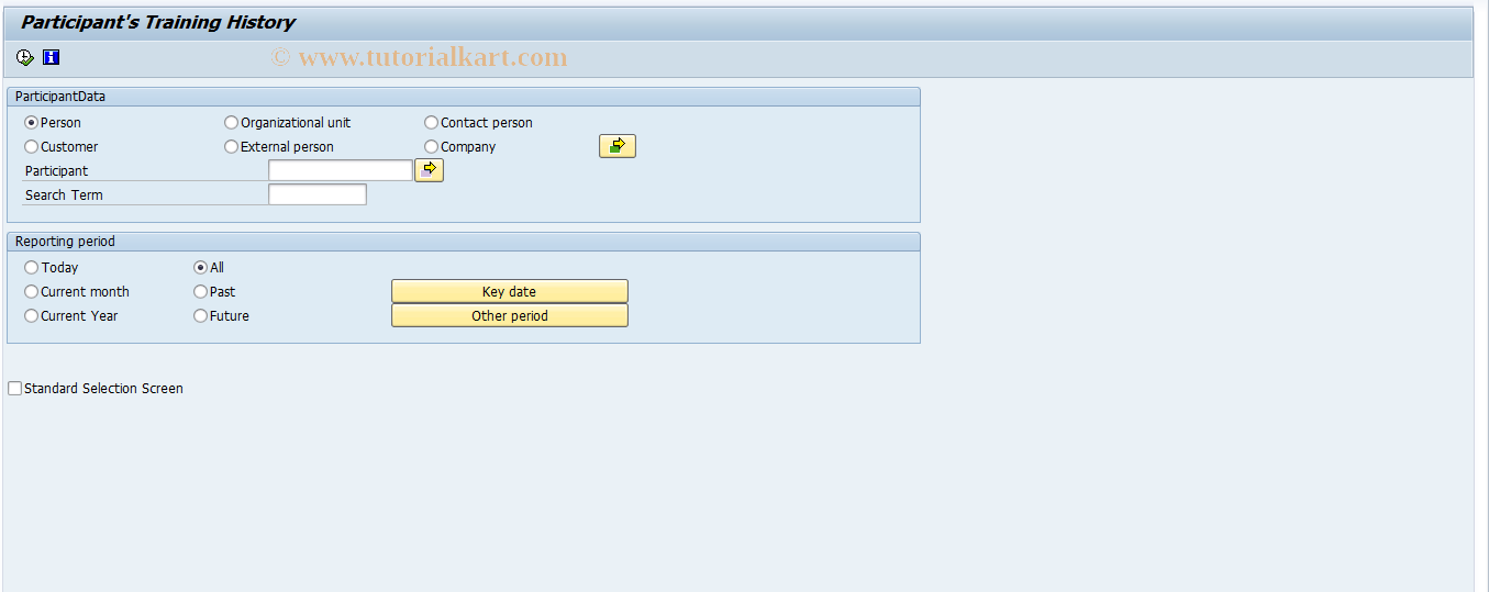 SAP TCode LSO_RHXTHIST - Participant's Training History