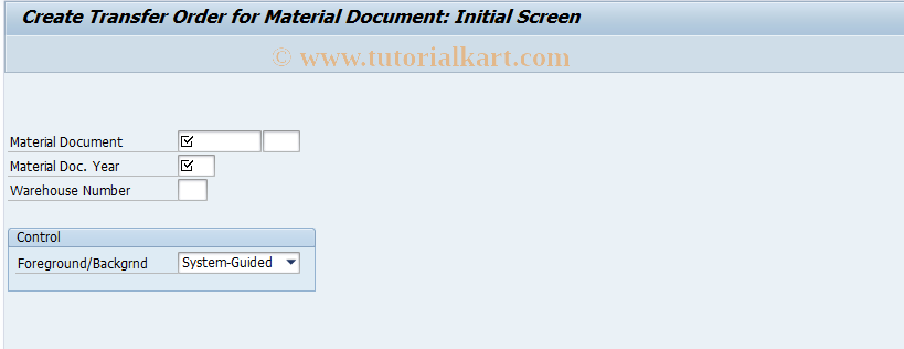 SAP TCode LT06 - Create TO for Material Document