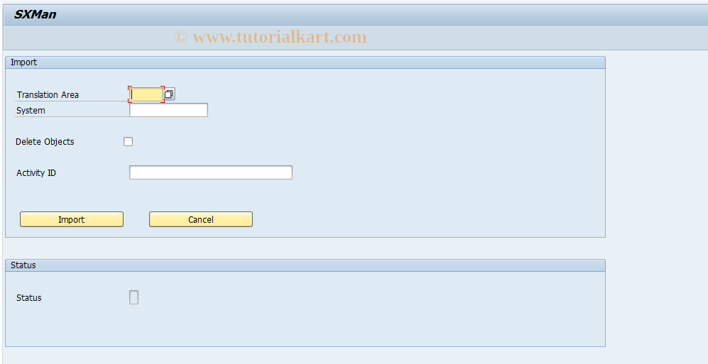 SAP TCode LXE_SXMANIMP - SXMAN Import