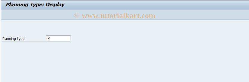 SAP TCode MC8C - Display Planning Type