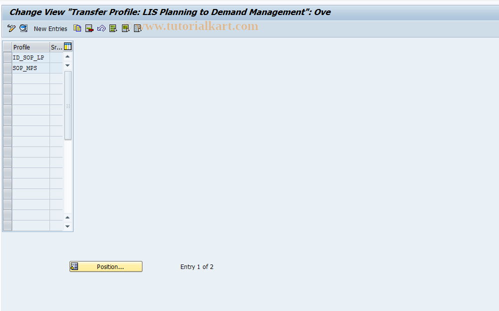 SAP TCode MC8S - Transfer Profiles