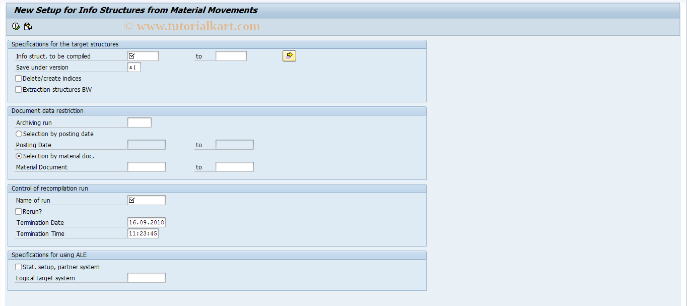 SAP TCode MCC3 - Set Up INVCO Info Structs. from Docs