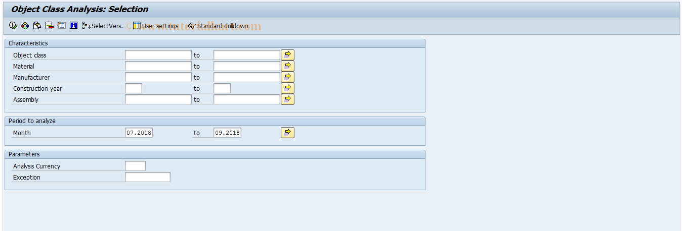 SAP TCode MCI1 - PMIS: Object Class Analysis