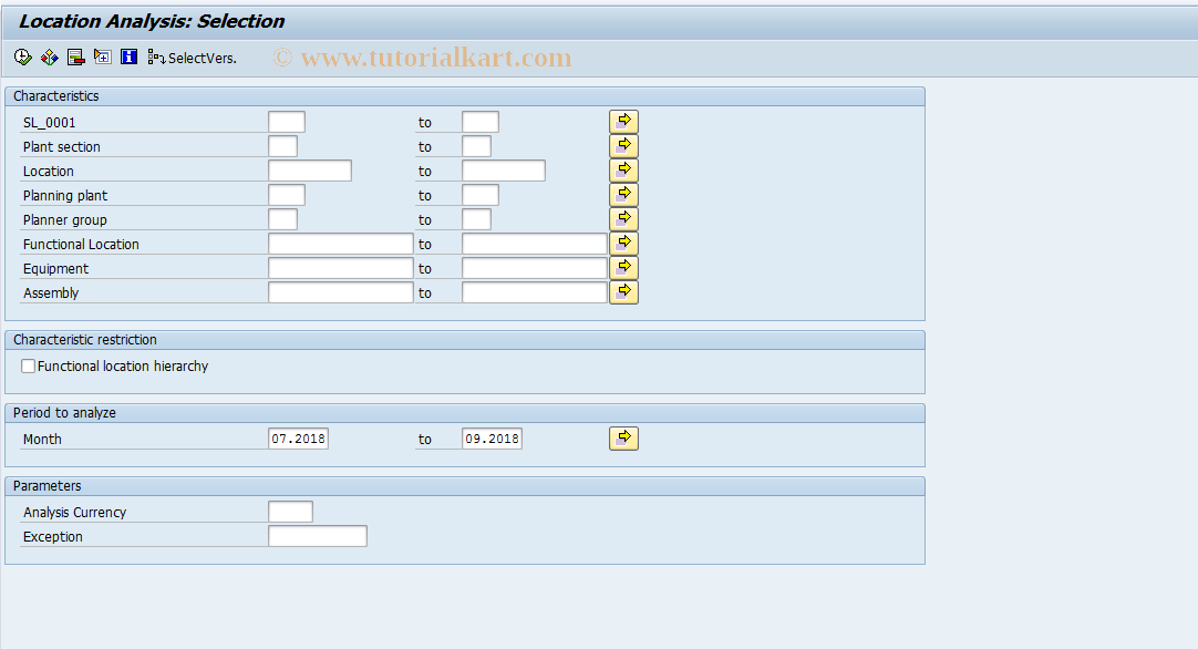 SAP TCode MCI3 - PMIS: Location Analysis