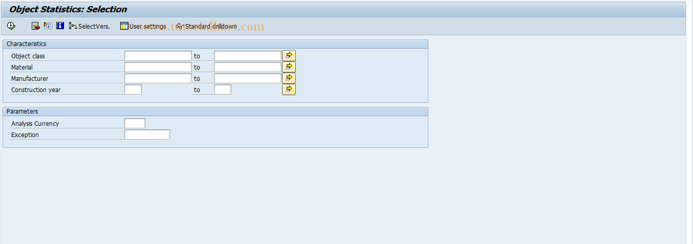 SAP TCode MCI6 - PMIS: Object Statistic.Analysis