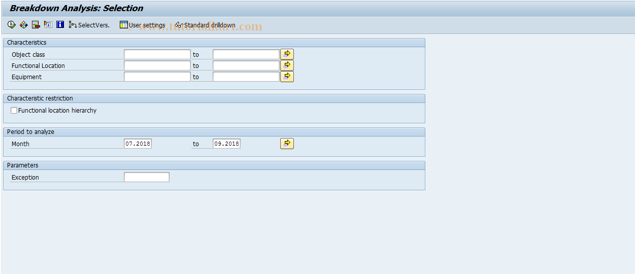 SAP TCode MCI7 - PMIS: Breakdown Analysis