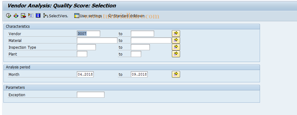 SAP TCode MCVE - QMIS: Vendor Analysis Quality Score