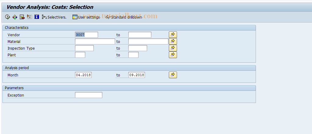 SAP TCode MCVK - QMIS: Vendor Analysis - Effort