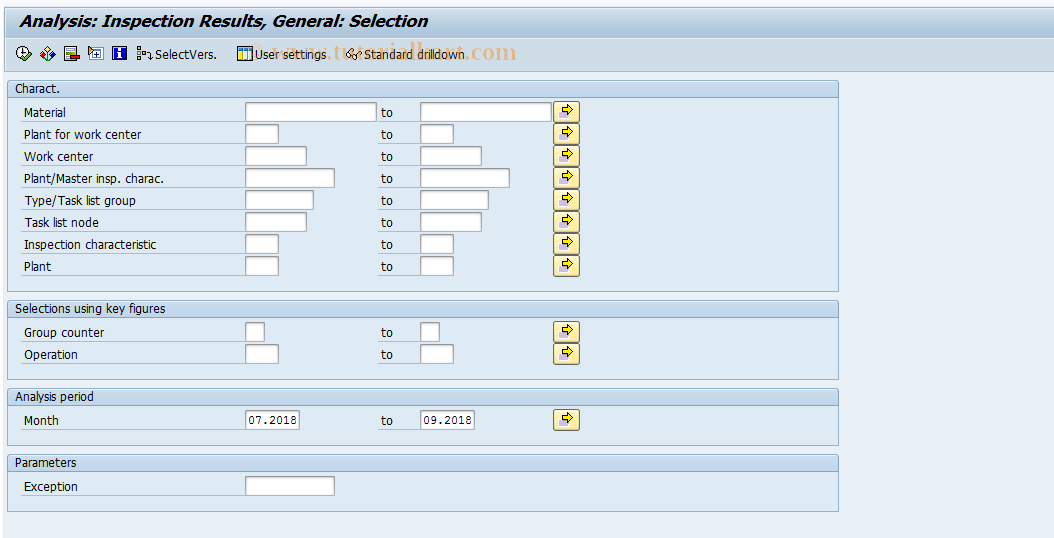 SAP TCode MCXB - QMIS: General Results for Material